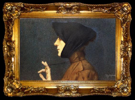framed  Lucien Levy-Dhurmer Woman with a Medallion(Mystery), ta009-2